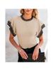 Women's Striped Ruffle Short Sleeve Knit Sweater Crew Neck Loose Summer Top