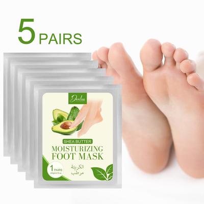 Shea Butter Foot Mask 5 Pairs-Intensive Moisturizer for Dry Cracked Feet,improve Rough Skin & Keeps Foot  Soft