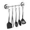 Poyway Kitchen Tool Hooks, Stainless Steel, Super Strong Suction Cups, 5 Movable Hooks, Bathroom & Kitchen Storage