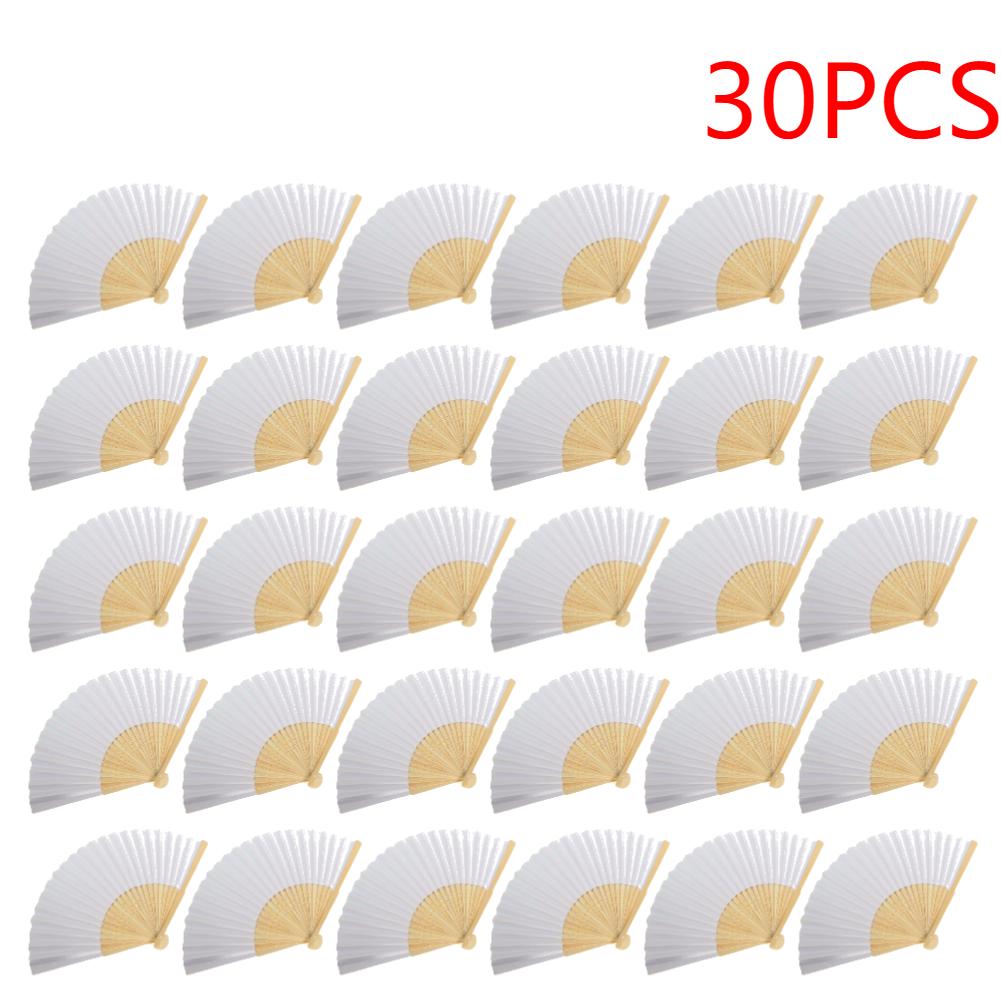 1-50 Stück Weißer Handfaltfächer Bemalbarer Bambus-Faltfächer Tragbarer Chinesischer Fächer für Kirche Hochzeit Geschenke Party Raumdekoration