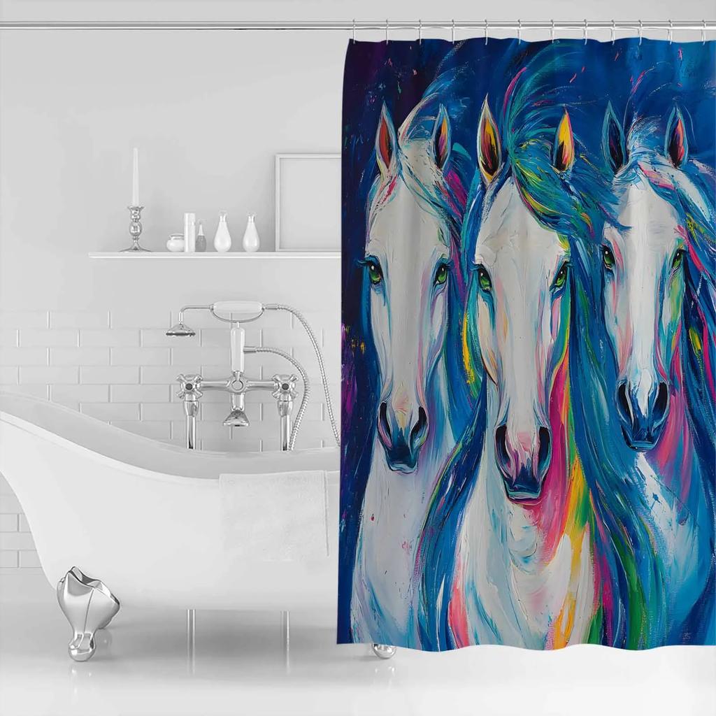 Abstrakte Pferdekunst Duschvorhänge Wasserdichte Badvorhänge Heimdekoration Moderner Luxus Badezimmervorhang
