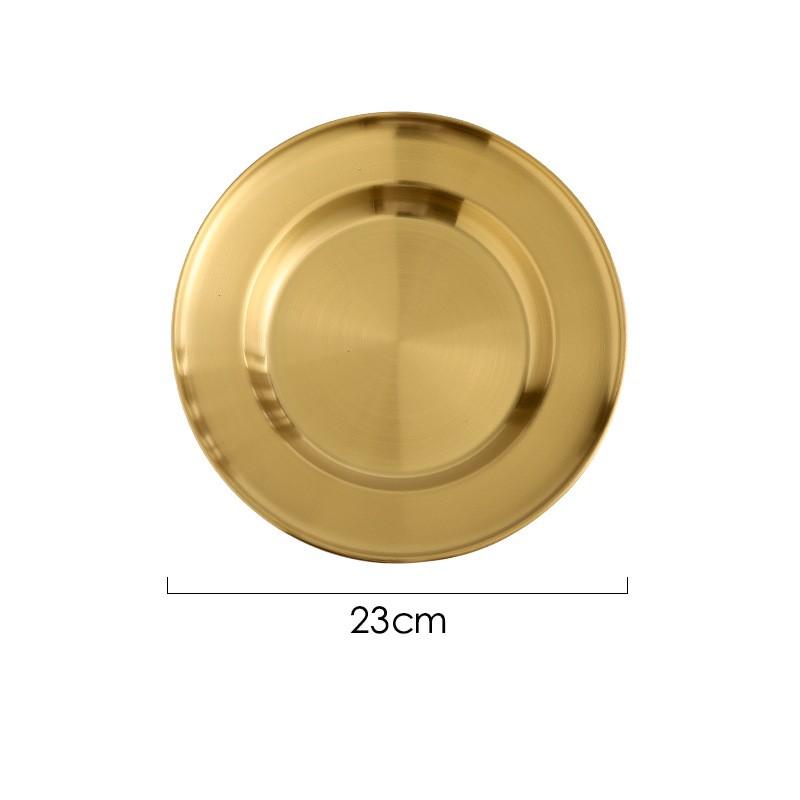 Round Kitchen Bar Tableware Cake And Fruit Snack Salad Plate Kitchen Accessories Stainless Steel Plate Camping Picnic Plate