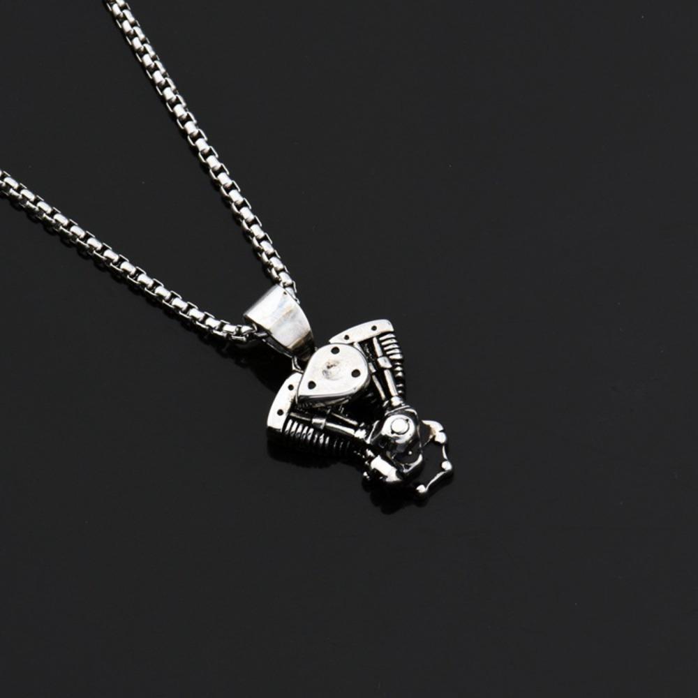 Nightclub Hip Hop Personality Engine Titanium Steel Necklace Pendant Men and Women