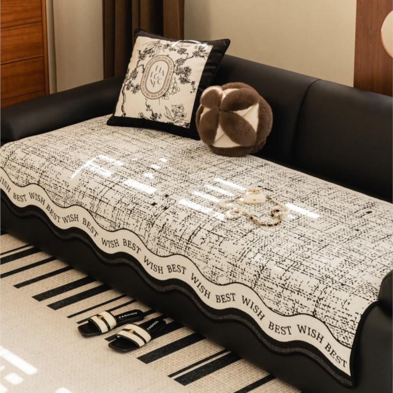 Winter Retro Chenille Sofa Cover Non-Slip Couch Slipcover Protector Universal Irregularity Letters Fleece Sofa Cushion