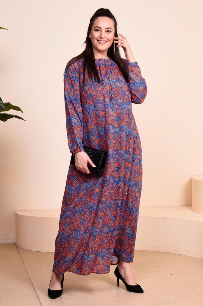 Women's Big Size Dress Mother Plus Size Dress Floral Hijab Clothing