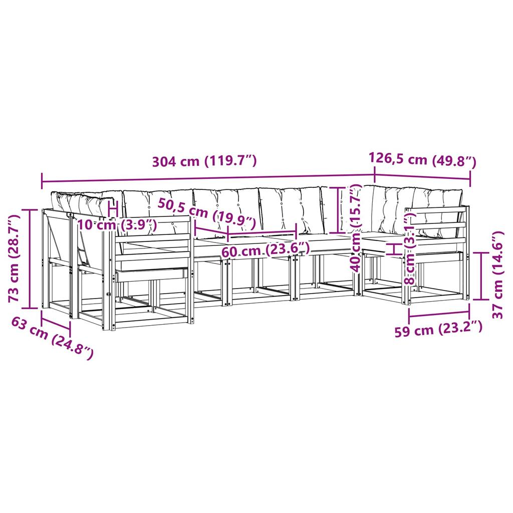 Outdoor Sofa Set with Cushions 7 pcs Natural and Black