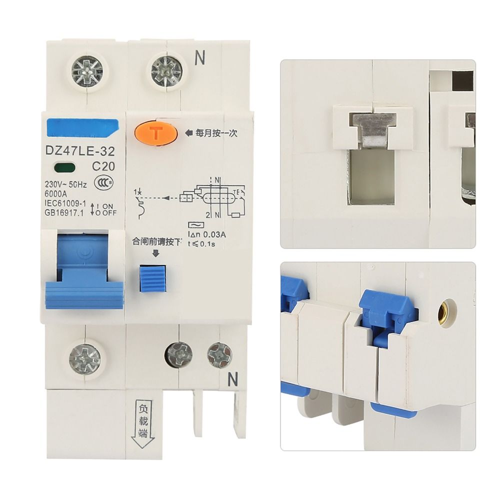 DZ47LE-32 Circuit Breaker 1P+N 16A/20A/32A Protection Circuit Breaker 230V DZ47LE-32 1P+N Circuit Breaker Electrical Control