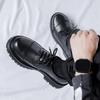 Fashion Casual English Platform Derby Shoes for Men Fashion Cow Leather High Sense Black Wedding Groom Low-top Platform Shoes Man