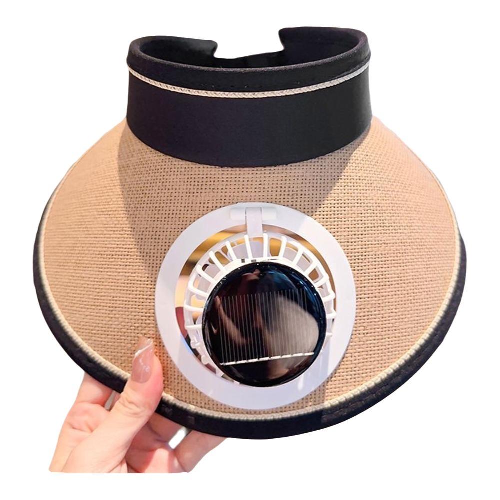 Wide Brim Sun Visor Hat With Solar Powered Fan Cooling Fan Hat Durable Sun Hat Beach хаки