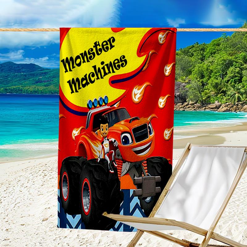 1 Stück Blaze und die Monster-Maschinen (4) Strandtuch, Strand- und Meeresufer-Schwimmbadausstattung, Modisches Muster, Rechteckig, Reiseutensilien