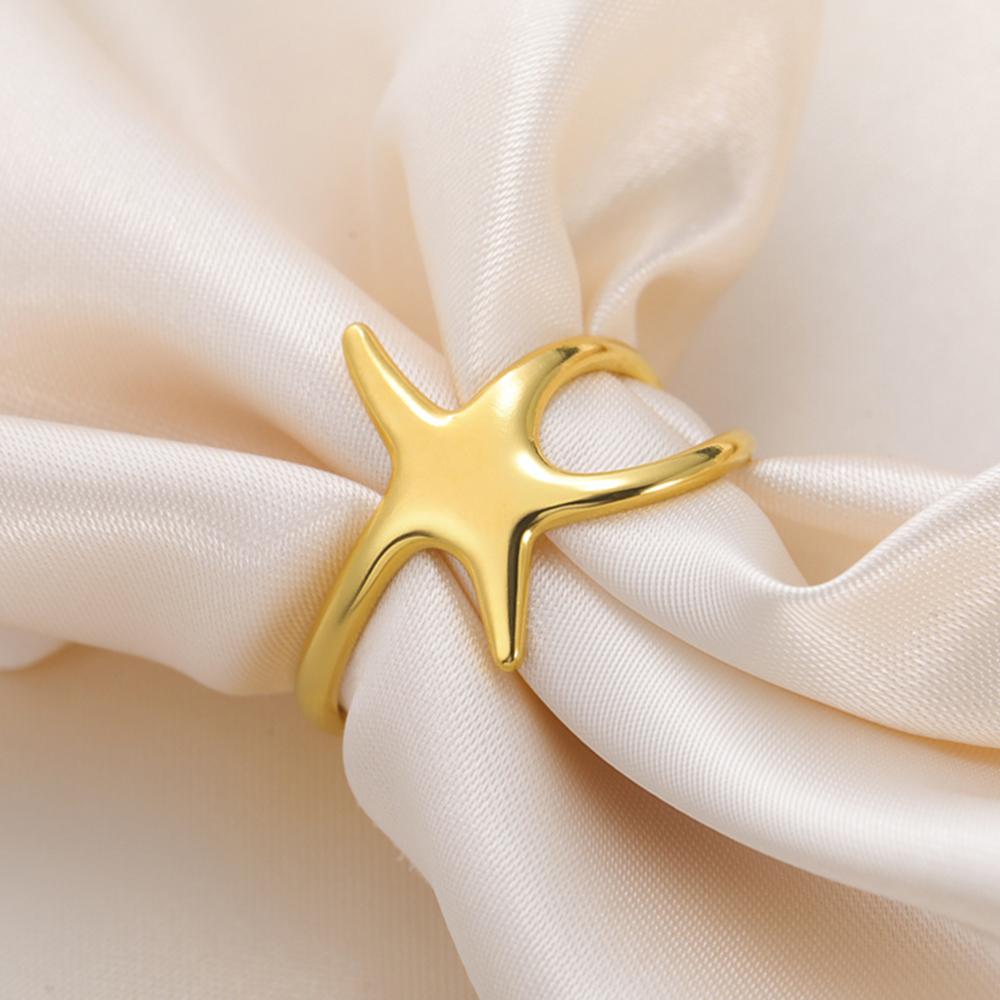 

My Shape Starfish Rings Geometric Finger Ring for Women Girls Adjustable Size Stainless Steel Ring Jewelry Summer Beach Gifts resizable