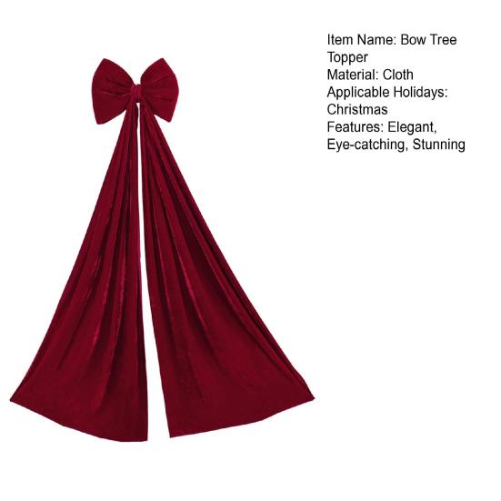 Christmas Bow Tree Topper Ornament Burgundy Velvet Wreath Bows Christmas Hanging Ribbon Gift Bows for Holiday Home Wall Outdoor Indoor Party