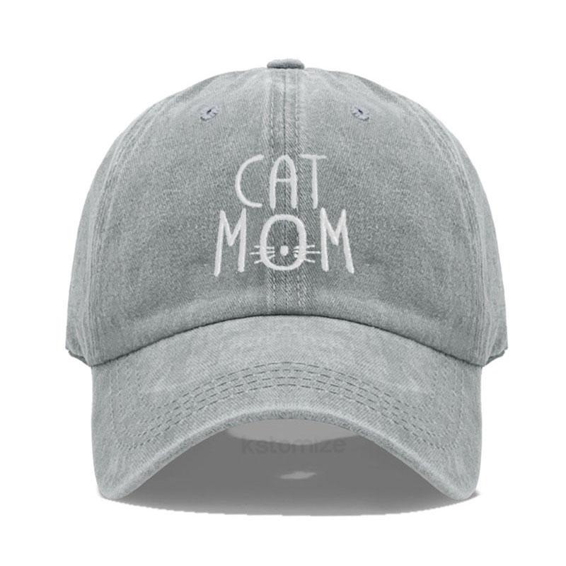 Gewaschene Baumwoll-Baseballkappe für Herren & Damen Unisex CAT MOM Stickerei Sonnenschutzhut Outdoor-Sport Großhandel & Dropshipping
