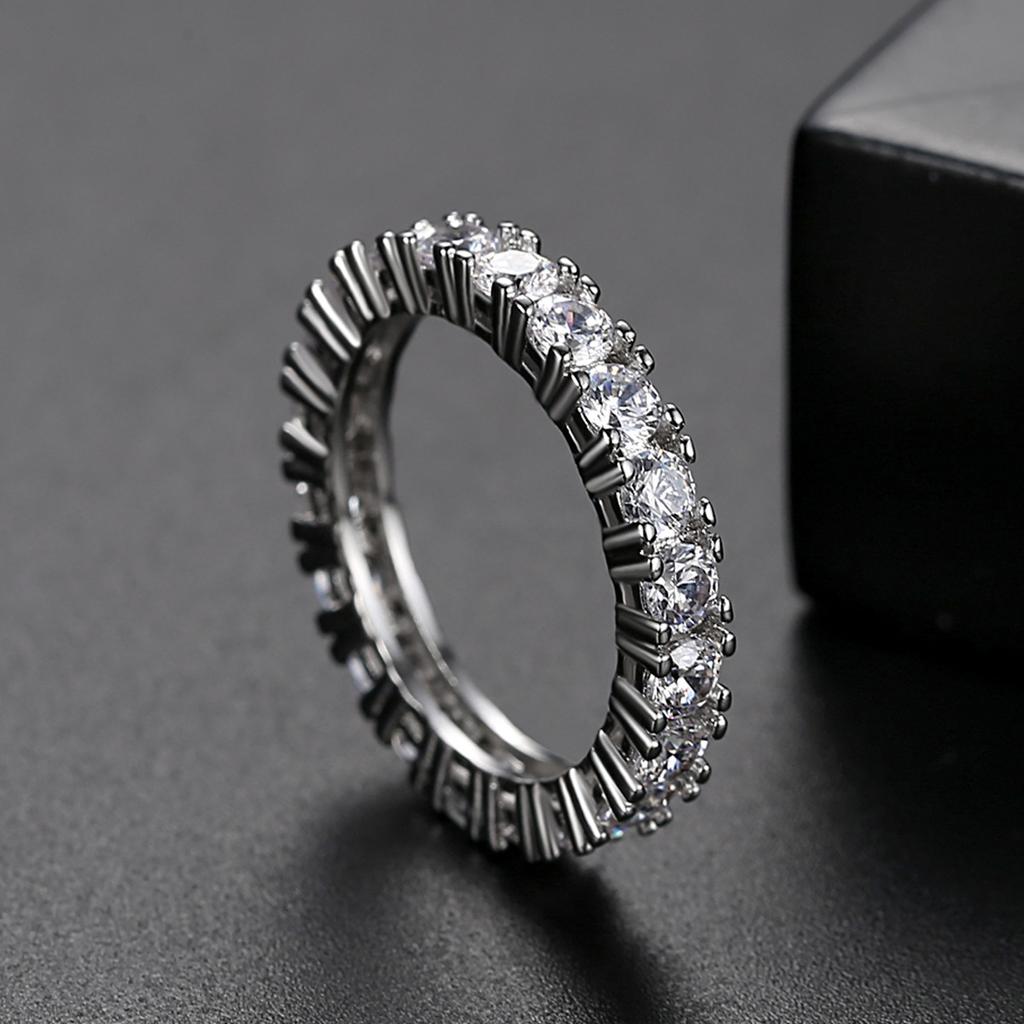 Big Circle Shiny Cz Crystal Ring Cubic Zirconia Colorful Eternity Ring Wedding Ring Set 18k Gold With Diamond