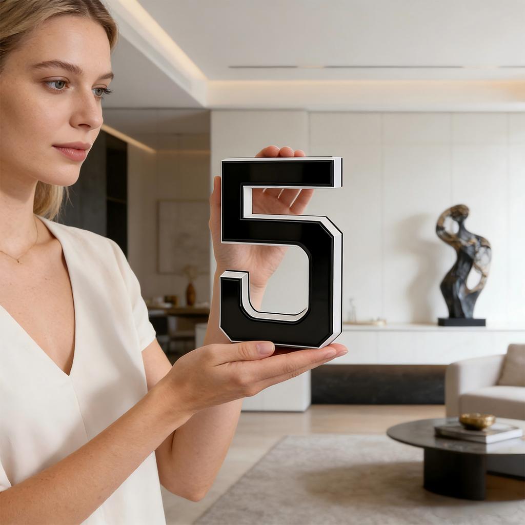 Modern Acrylic LED House Number Sign Illuminated Address Plaque Weatherproof Outdoor Decorative Number 3 for Home Office Hotel Apartment Door Wall