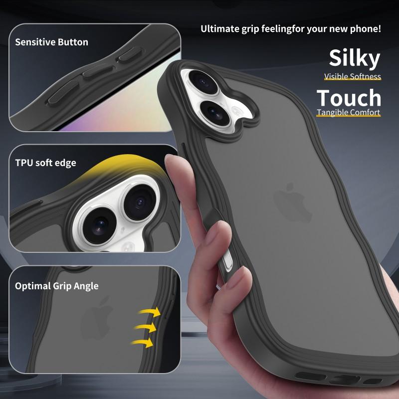 Suitable Iphone17 Phone Case Skin Wave Pattern 16promax Matte 15plus Protective Cover