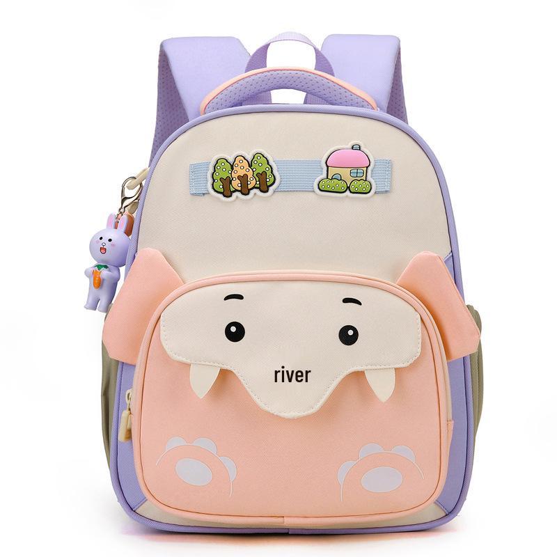 Mochila Escolar Infantil Estilo Japonês com Blocos de Cor para Crianças, 1º ao 3º Ano