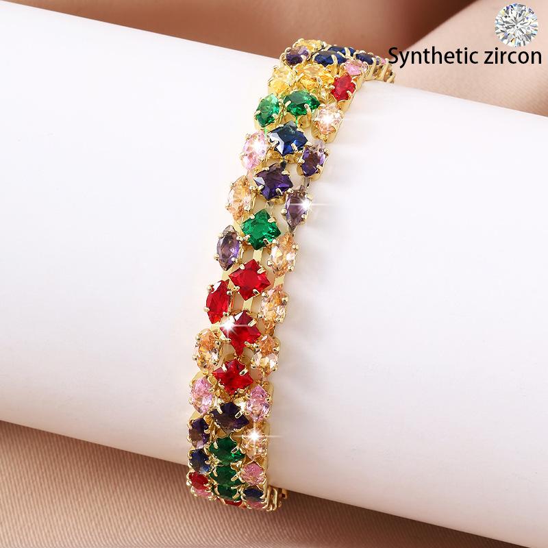 Luxury Shiny Micro Colorful Crystals Women Bracelet Fashion Hand Jewelry