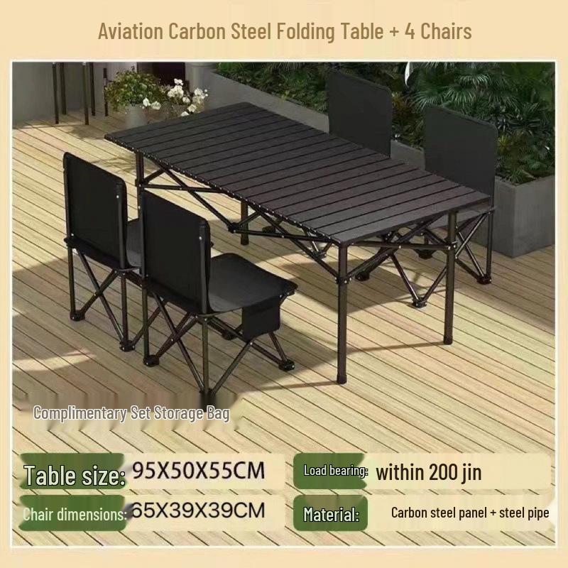 Portable Folding Outdoor Table and Chair Set for Camping, Picnic, BBQ, and Cooking.