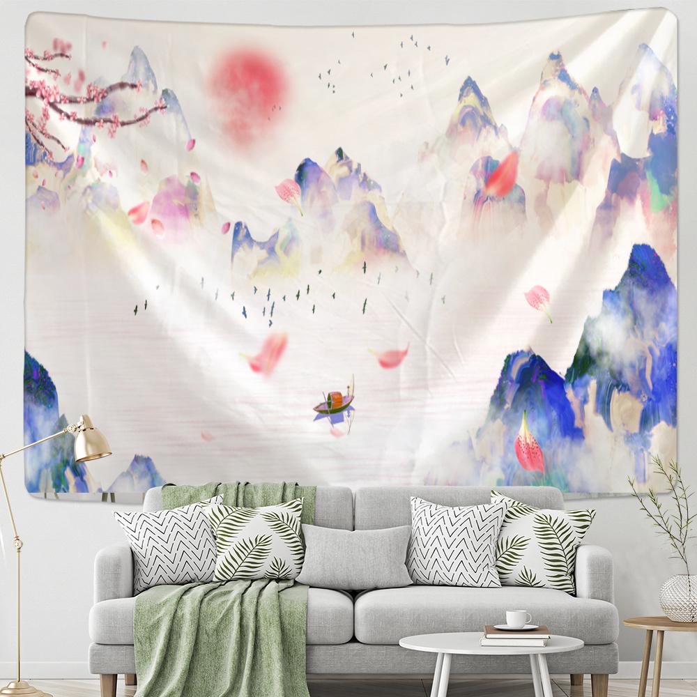 Landscape Painting Art Wall Hanging Beautiful Bohemian Tapestry Sheet Beach Towel Bedroom Room Aesthetic Decoration Home Decor