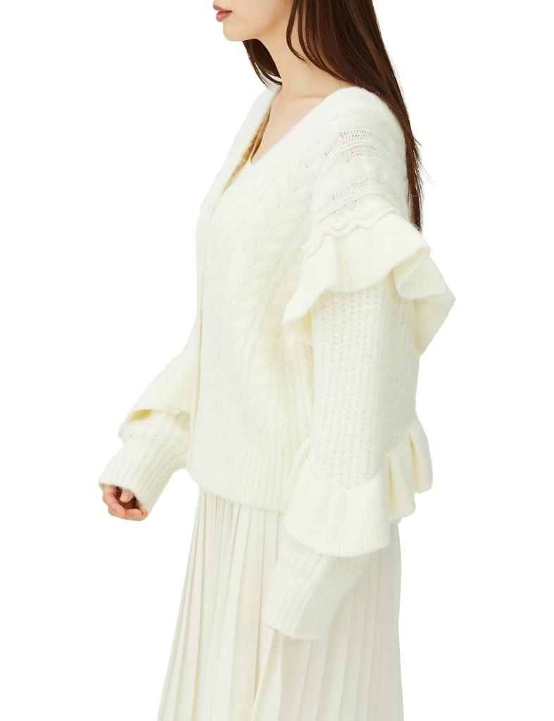 Jill by Jill Stuart Low Gauge Cable Frill Cardigan