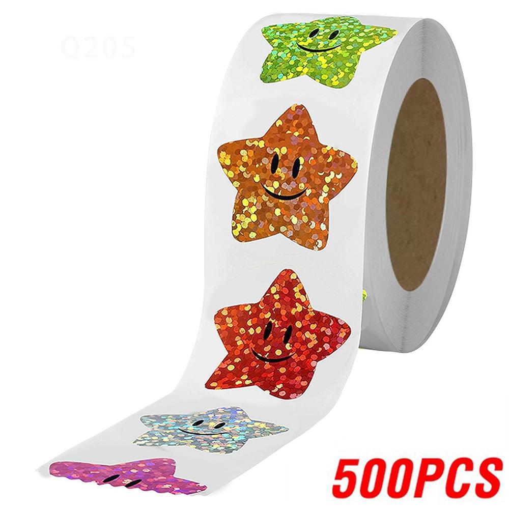 100-500pcs Glitter Star Stickers for Kids School Teacher Reward Sticker Party Decor Small Business Label Scrapbooking Stickers