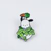 Adorable Cartoon Animal & Green Plant Brooch Pin - Cute Accessory for Bags
