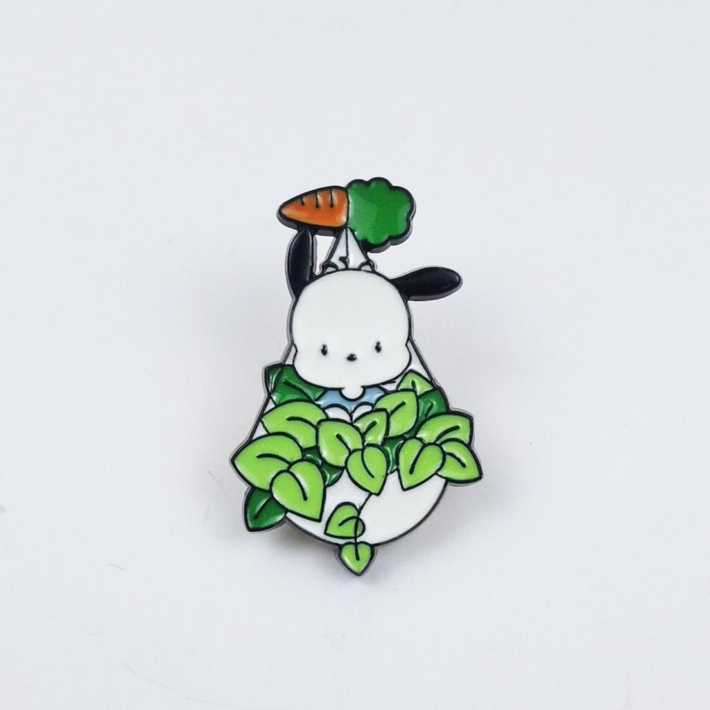 Adorable Cartoon Animal & Green Plant Brooch Pin - Cute Accessory for Bags