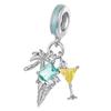 Silver Charms Holiday Set Drink, Ice, Palm Tree Silver 925 Bracelet Pendant