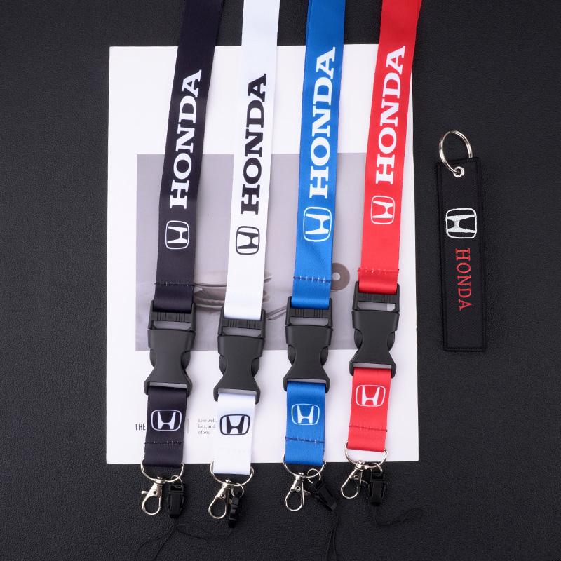 Car Emblem Lanyard Nylon Neck Halter Work Card Hanging Rope Keychain For Honda CRV Civic Accord Odyssey HRV Stepwgn Insight City RG0