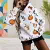 Women Plus Size White Halloween Ghost Pumpkin Printed Hoodie Long Sleeve Drawstring Hood Kangaroo Pocket Pullover