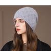 Winter Rabbit Fur Knitted Hat Women's Pullover Hat