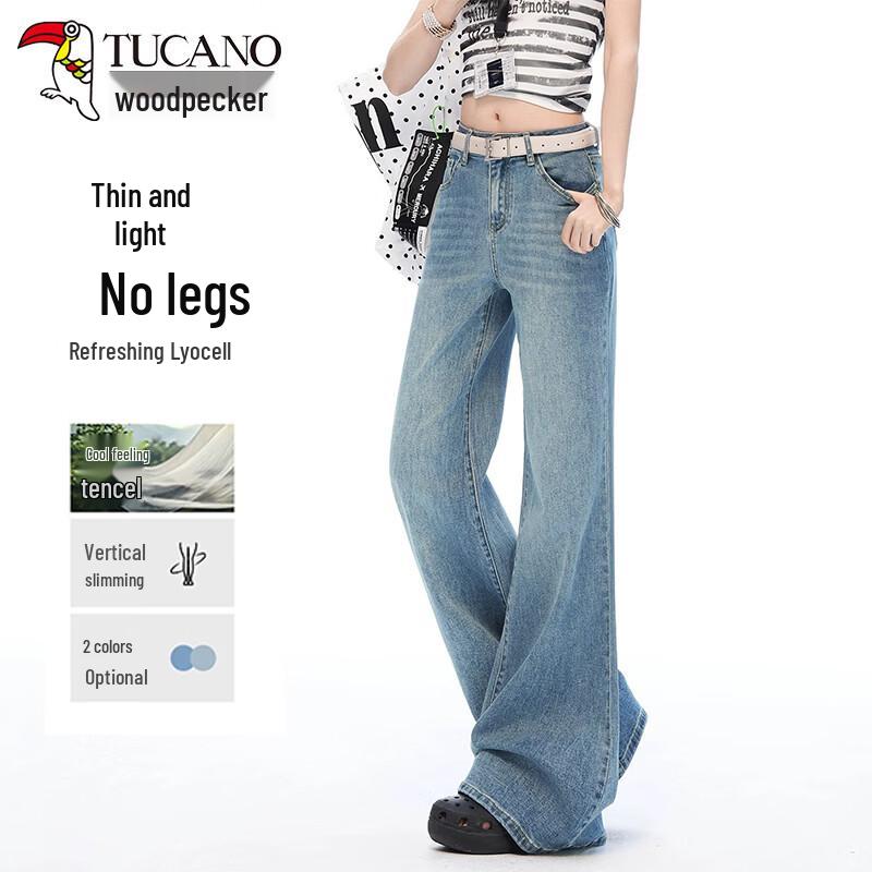 Women s Tencel High-Waist Flare Denim Pants 2XL