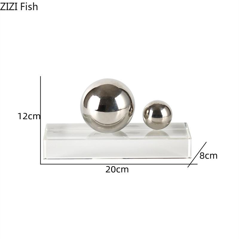 Metal Ball Strap Crystal Base Handicraft Ornaments Creative Living Room Foyer Desktop Decoration Home Decoration Accessories