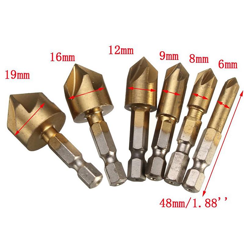 3Pcs Set 12/16/19Mm Countersink Boring Drill Bit Set For Wood Metal Quick Change Drill Bit Tool Chamfer Drill Tool
