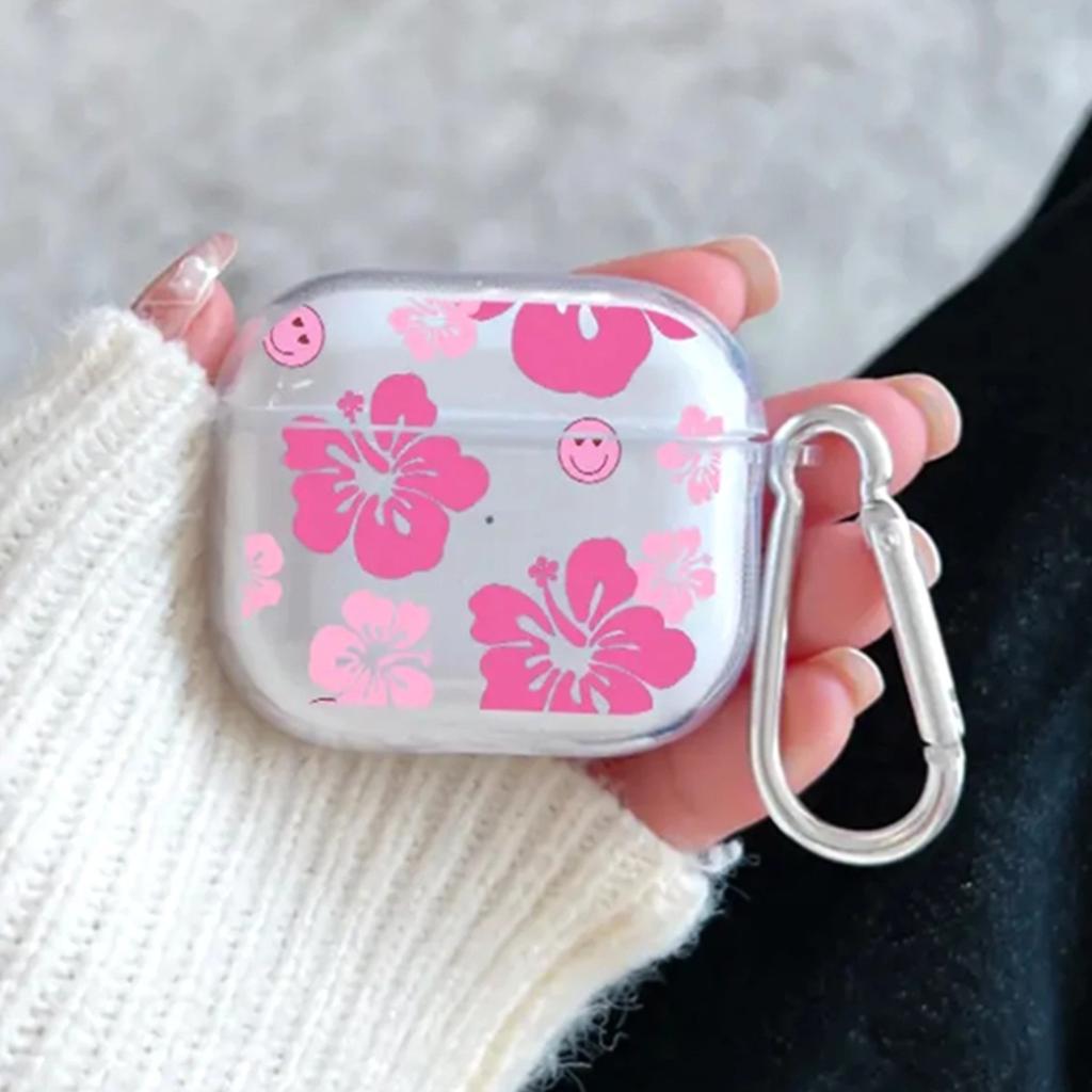 Plum pollen transparent shell is suitable for AirPods 1 /1 generation/pro/cartoon earphone cover third generation bluetooth earphone protection