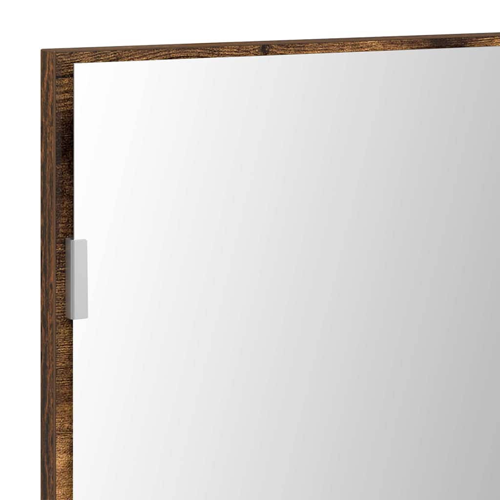Wall Mounted Mirror in Brown 80 x 37 cm Glass and Engineered Wood