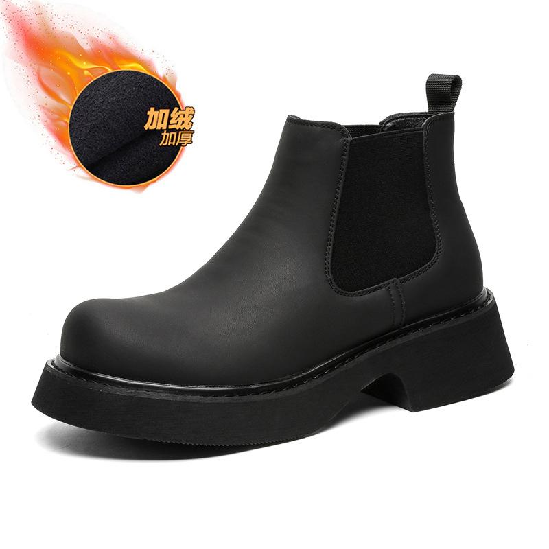 Big Head Martin Boots Men's British High Top Chelsea Boots Thick Sole Height Increasing Medium Top Smoke Boots 3177-J