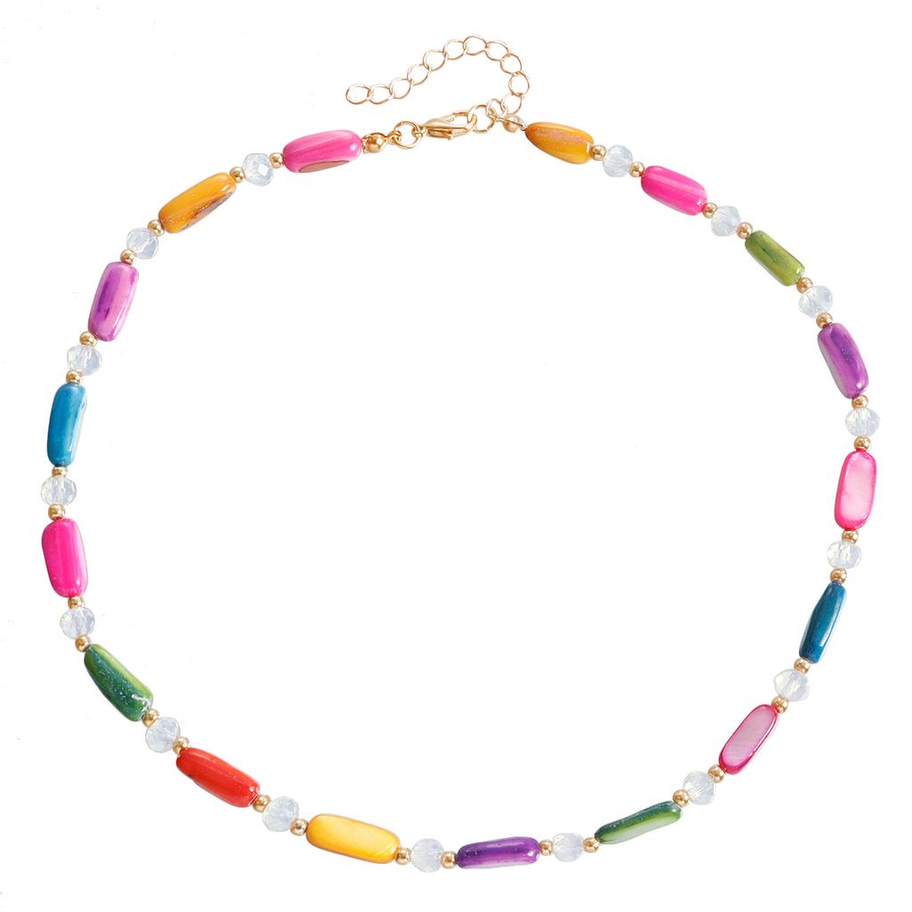 Nischen-Luxus Retro Bunt Perlmutt Halskette Armband Damenmode Schlichte Kristall Schlüsselbeinkette Halskette