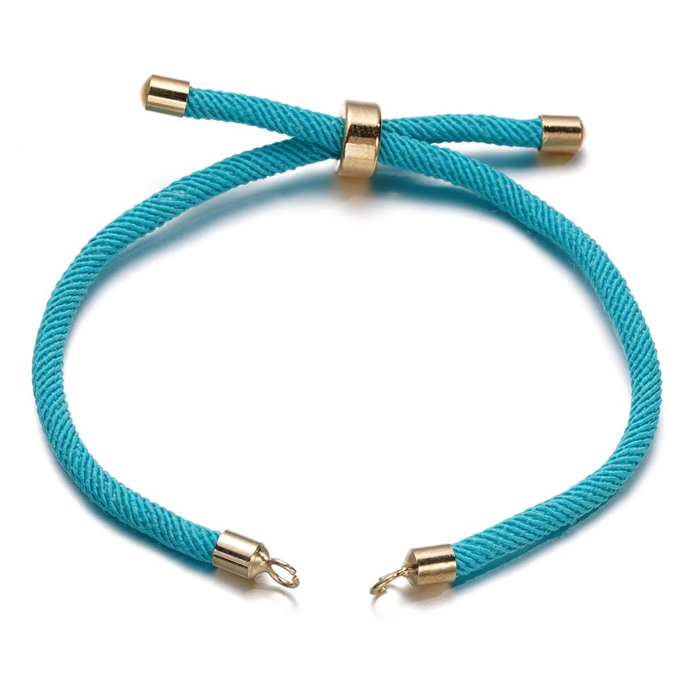1pc Adjustable Nylon Braided Twisted Cords Slider Friendship Bracelets with Brass Cord End for Jewelry Making DIY Findings