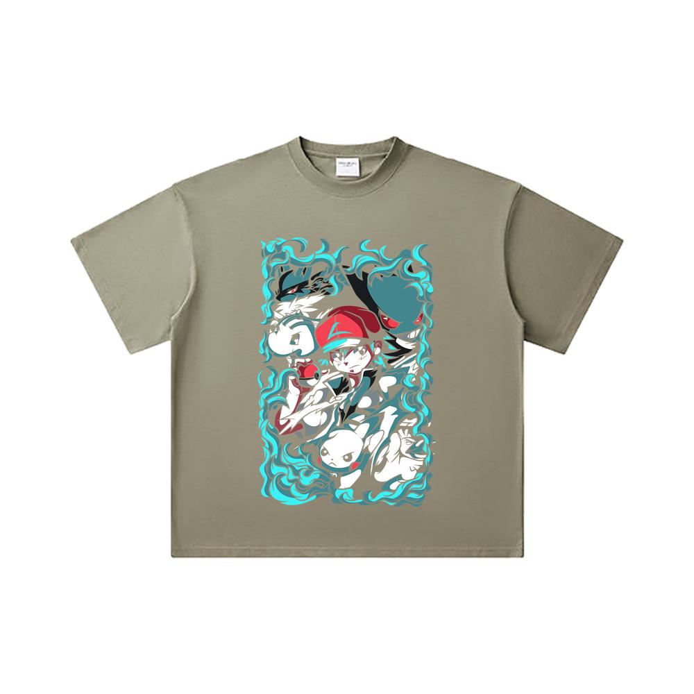 260 GSM Double Yarn 32 Count 100% Cotton Pokemon V26 Print Unisex Heavy Cotton T Shirt