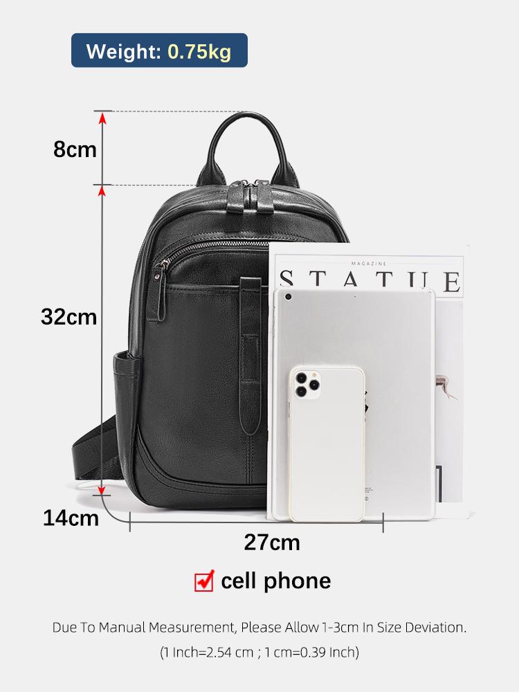 Zency Damen 100% Echtes Leder Rucksack Große Kapazität für Pendeln Reisen Arbeit
