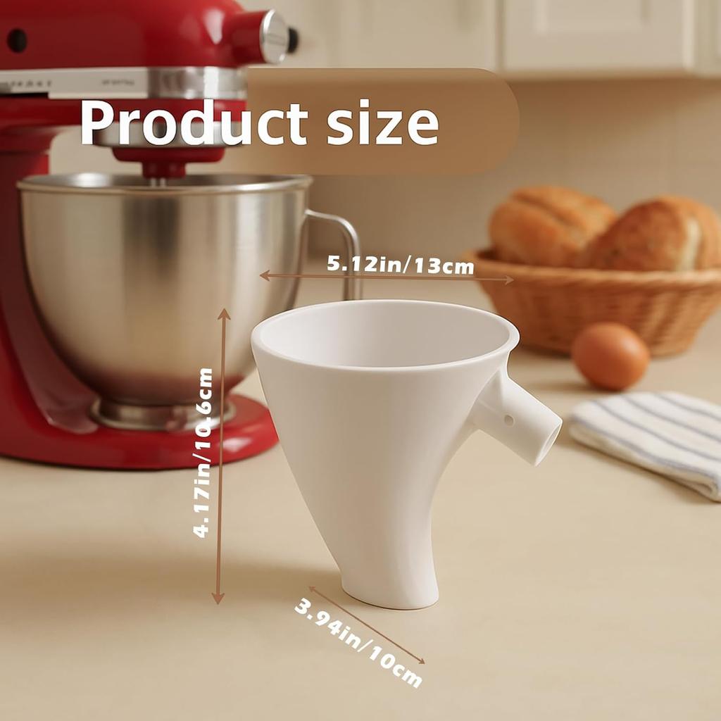 Flour Funnel for Kitchen Plastic Funnel with Easy-Pour Attachment Fits KSM150 5-Quart Tilt-Head Mixers Baking Accessory