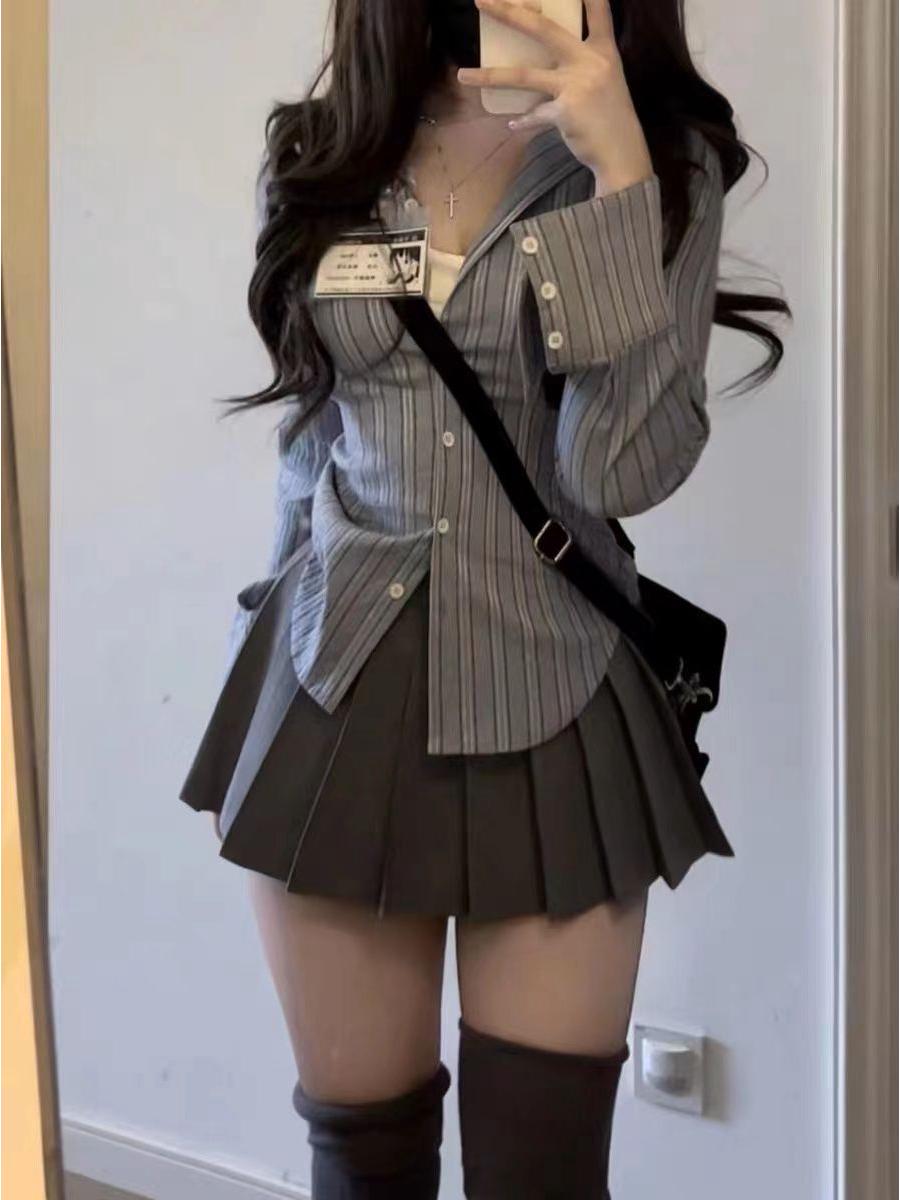 

Рубашка Pure Desire в полоску на талии - Уникальный топ с длинным рукавом для женщин на весну/лето 23 Medium