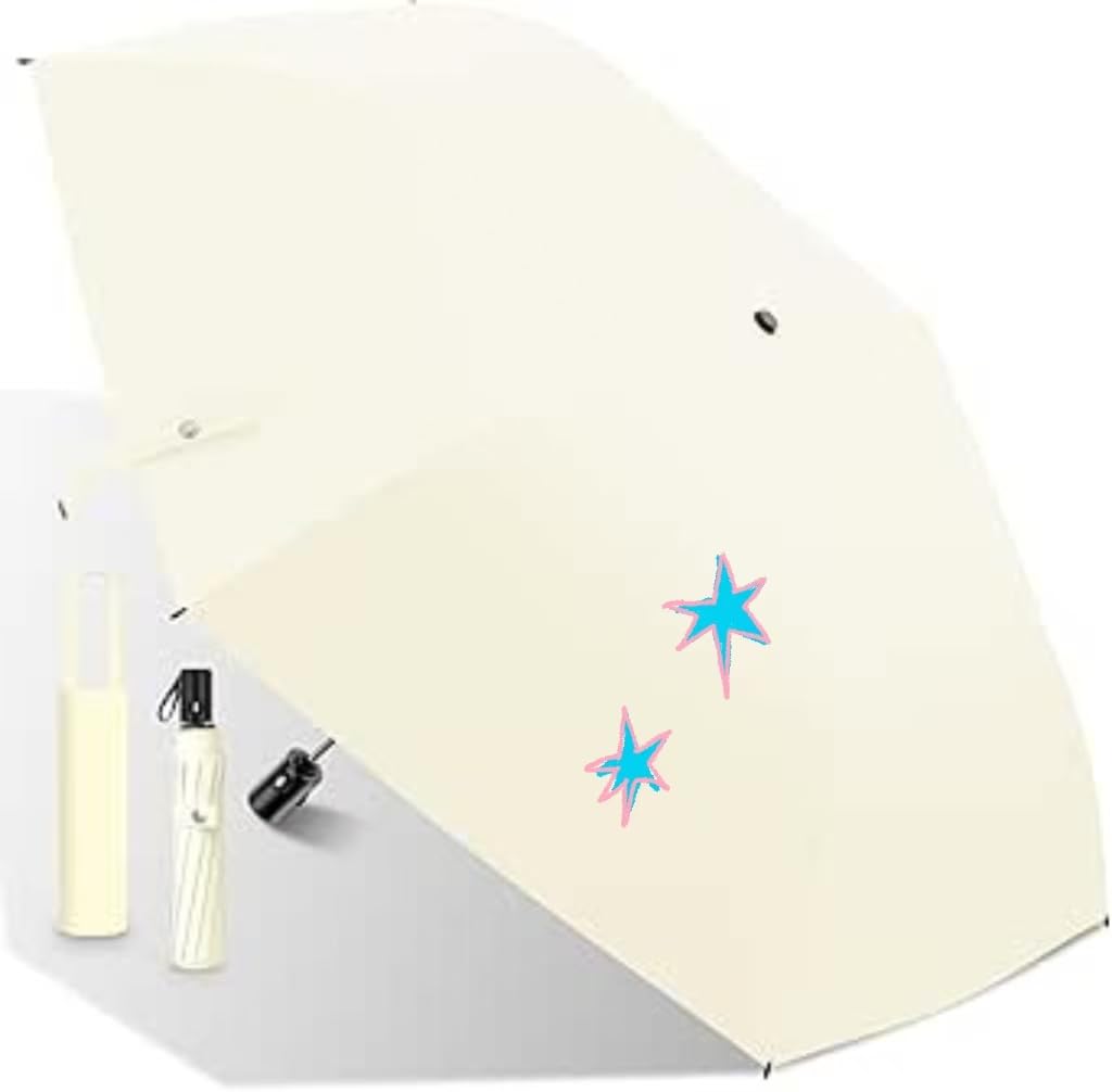Folding Lightweight UV Complete Sun Suitable for Both Sunny and Rainy Portable Parasol, Windproof, Water-Repellent, (262g), 100% Protection,