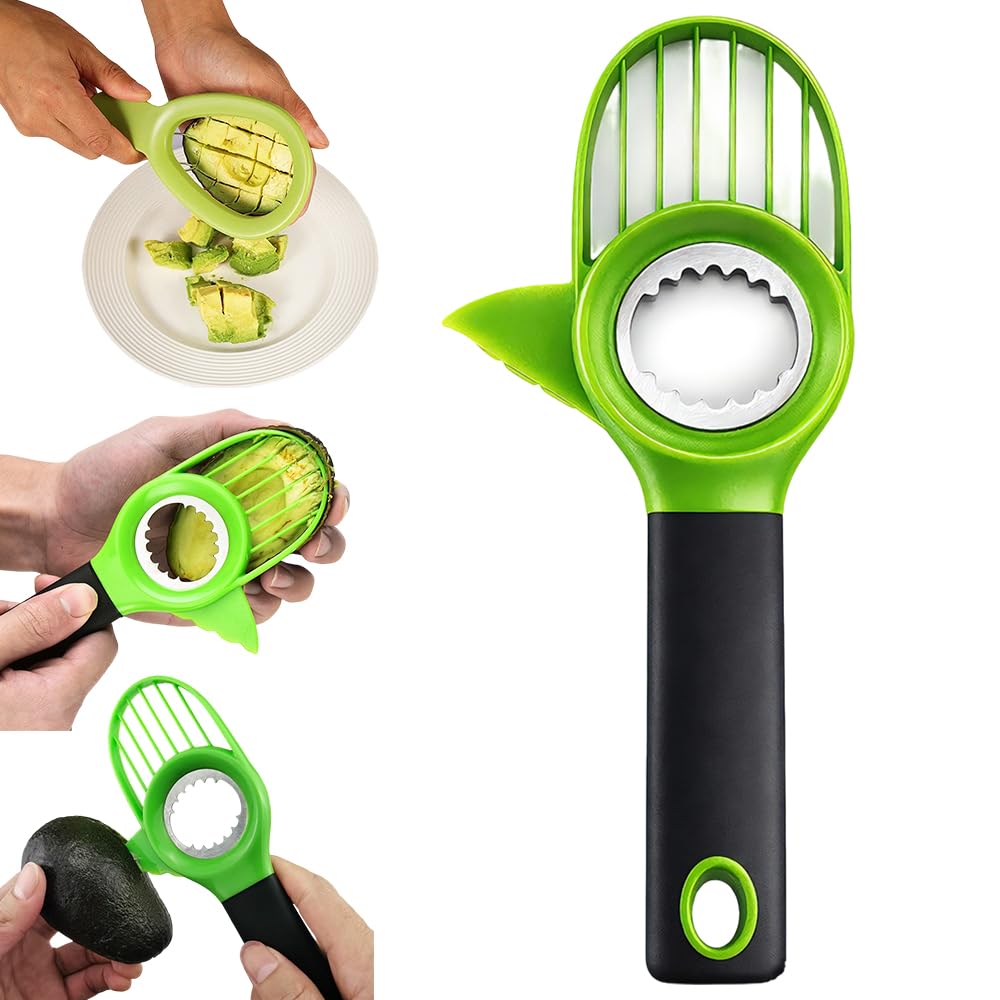 3 in1 Avocado Tool Split, Pit, and Slice, Avocado 3 Piece Set, Includes Avocado Slicer, Cutter and Airtight Storage Container,Kitchen Gadget (1 pcs)