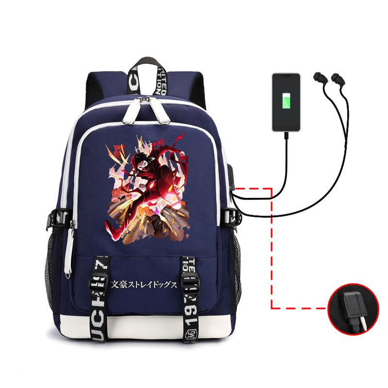 Anime Wenhao Wild Dog Men'S Backpack Usb Headset Backpack Student Outdoor Large Capacity Backpack