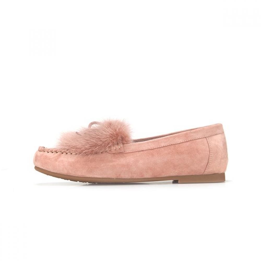 BARBARA Leather Suede Fur Flat 1cm Bbf542pk