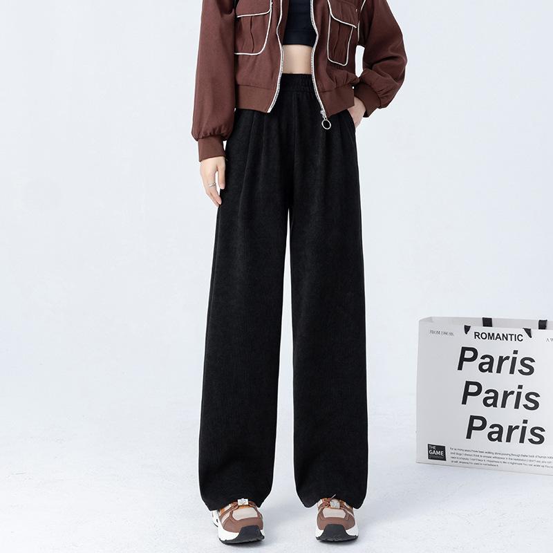 Maillard autumn and winter thickened thermal pants fleece sweatpants high waist straight pants casual wide-leg pants