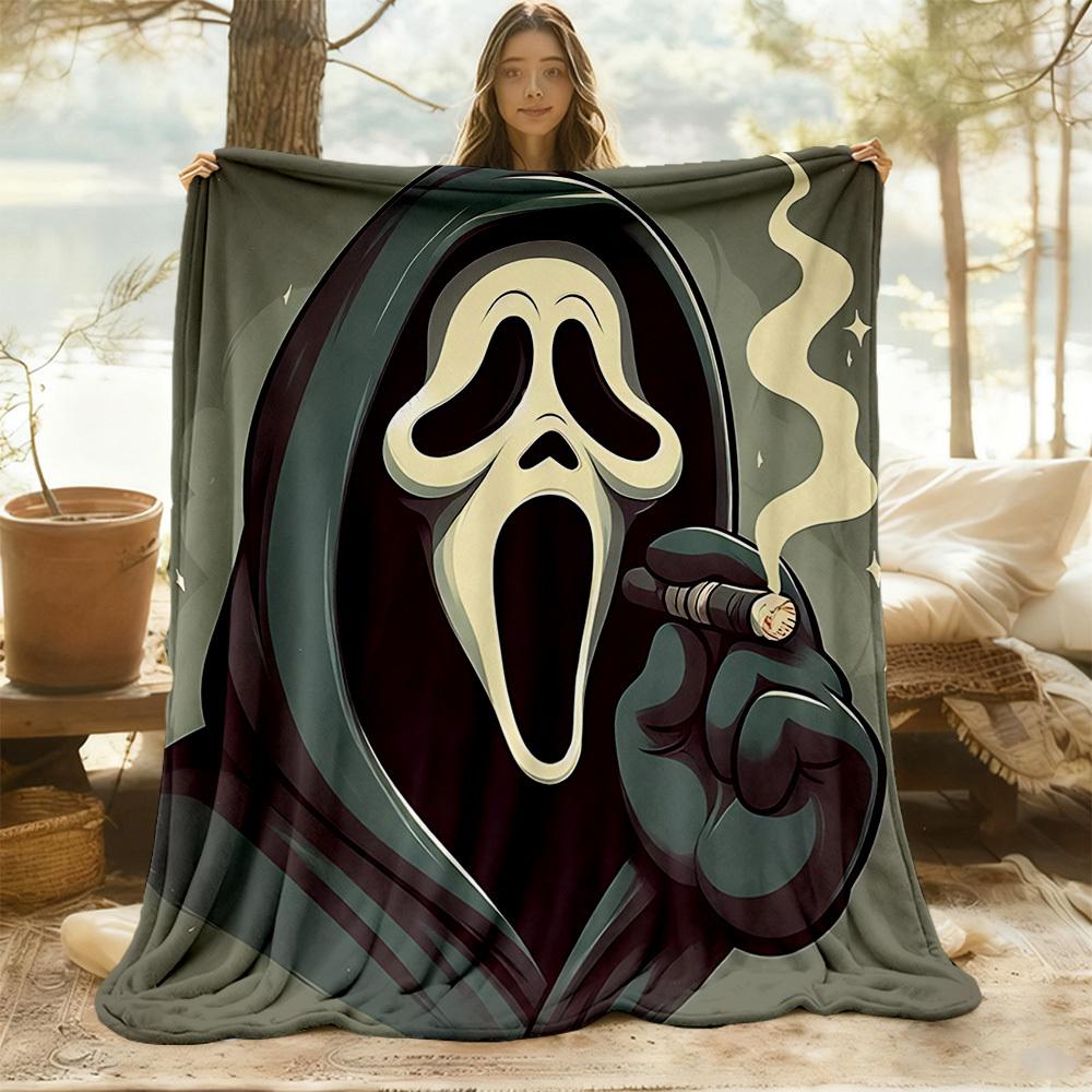 1pc Scream Outdoor Blanket Lightweight Flannel, Soft & Warm, All Season Use for Sofa, Outdoor, Camping, Living Room, Office, Chair